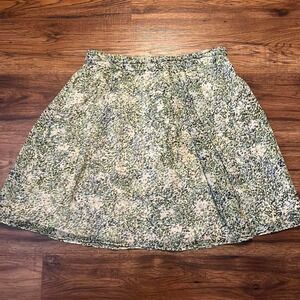 J.Crew 100% Silk Floral Mini Skirt 6 Green Watercolour Print Summer Garden Party